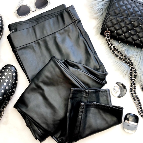 LOFT Pants - Black Faux Leather Cozy Lined Leggings